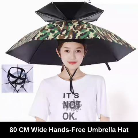 [80CM Wide] Hands-Free Umbrella Hat