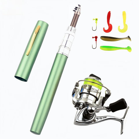 Mini Pen - Style Fishing Rod Set, with Spinning Reel + Lures, Essential for Portable Fishing
