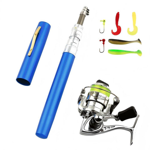 Mini Pen - Style Fishing Rod Set, with Spinning Reel + Lures, Essential for Portable Fishing