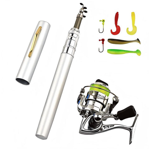 Mini Pen - Style Fishing Rod Set, with Spinning Reel + Lures, Essential for Portable Fishing