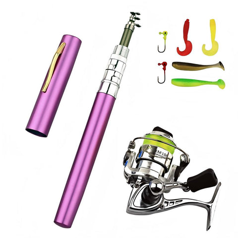 Mini Pen - Style Fishing Rod Set, with Spinning Reel + Lures, Essential for Portable Fishing